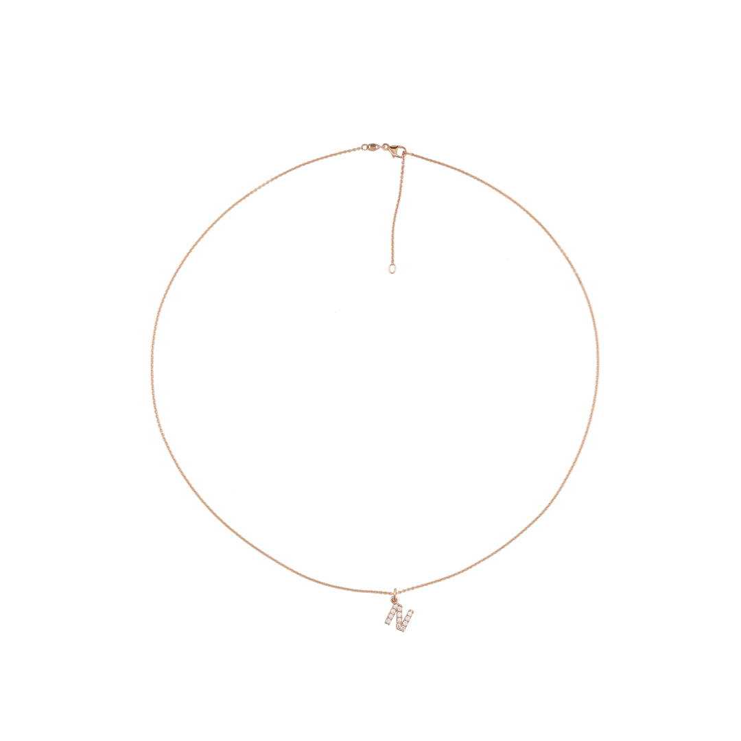 Diamantbuchstabe EMMA (N) & Kette HEDI Roségold - The SISS BLISS GmbH