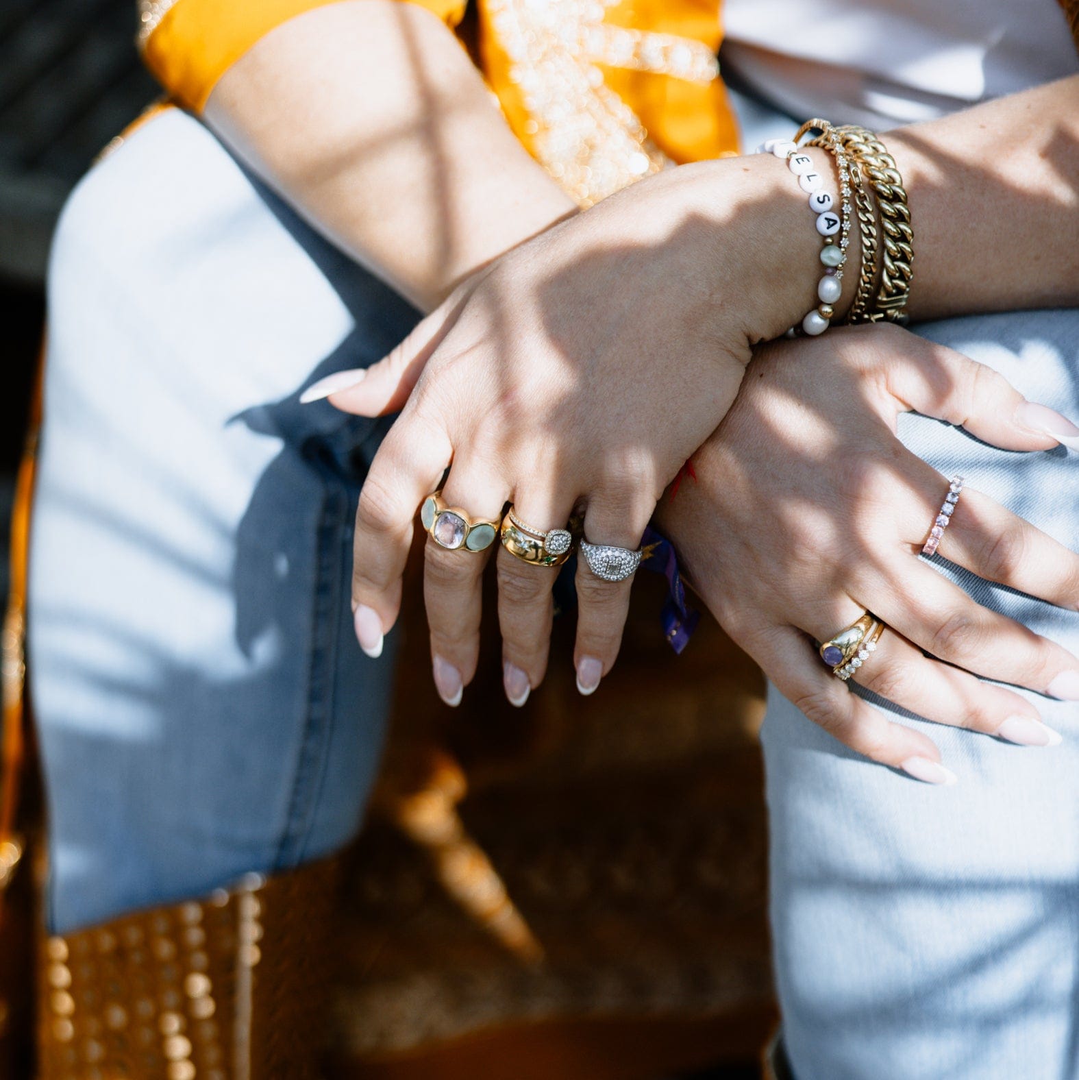 Hands wearing gold jewelry | The SISS BLISS