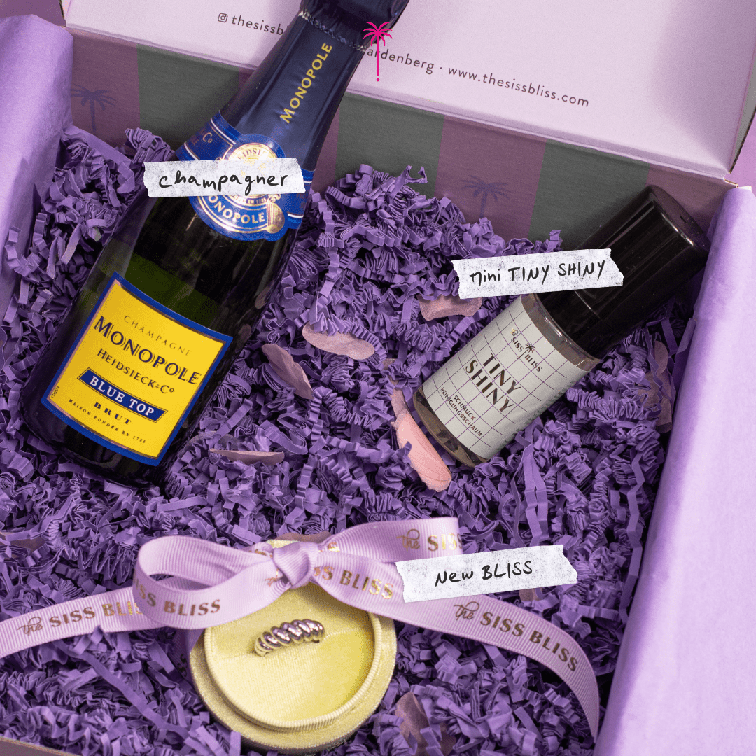 Geschenk: Mini TINY SHINY & kl. Flasche Champagner - The SISS BLISS